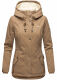 Marikoo Bikoo Damen gefütterte Winterjacke mit Teddyfell Taupe Größe XXL - Gr. 44