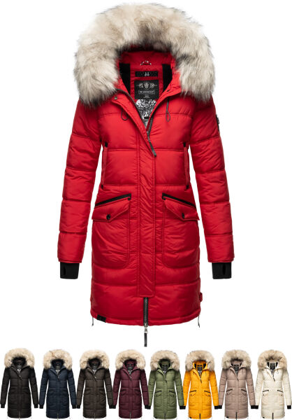 Marikoo Chaskaa ladies long winter quilted jacket with faux fur